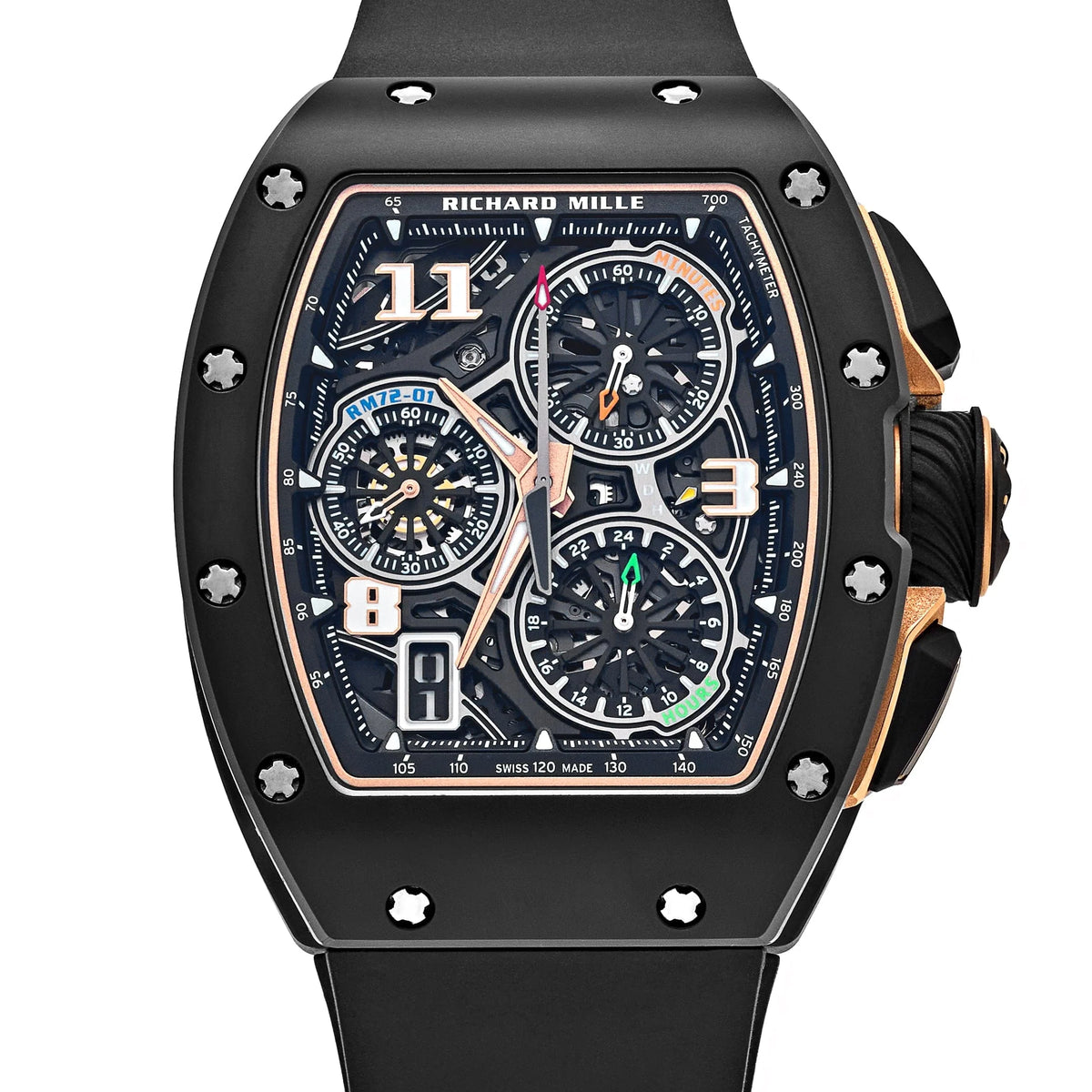 Richard Mille RM 72-01 Chronograph Black Ceramic Rose Gold