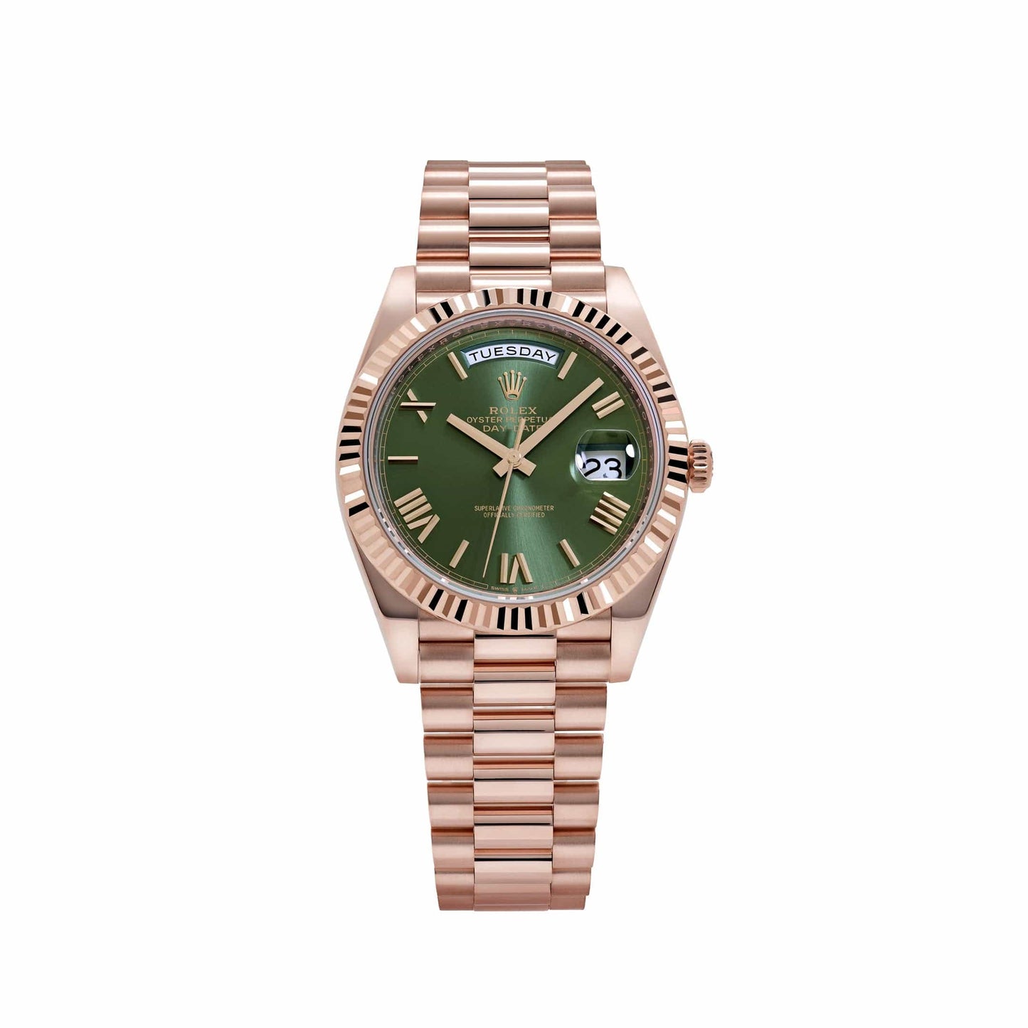 Rolex Day-Date 40 Olive Dial Rose Gold 228235 Full Set (2025)